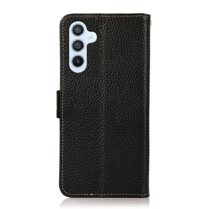 For Samsung Galaxy A54 5G KHAZNEH Side-Magnetic Litchi Genuine Leather RFID Phone Case(Black) - Galaxy Phone Cases by buy2fix | Online Shopping UK | buy2fix