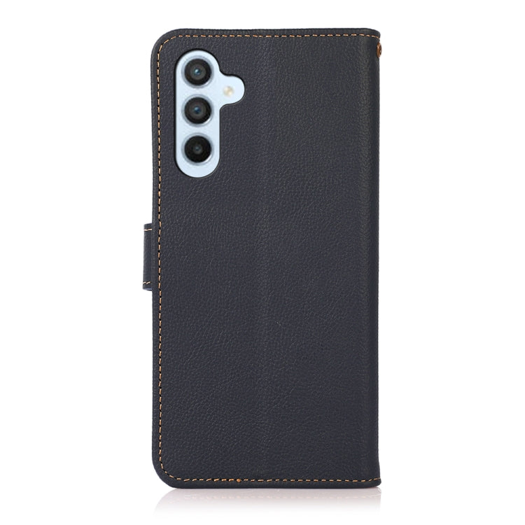 For Samsung Galaxy A54 5G KHAZNEH Custer Genuine Leather RFID Phone Case(Blue) - Galaxy Phone Cases by buy2fix | Online Shopping UK | buy2fix