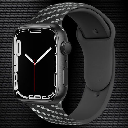 Carbon Fiber Silicone Strap For Apple Watch Ultra 49mm&Watch Ultra 2 49mm / Series 9&8&7 45mm / SE 3&SE 2&6&SE&5&4 44mm / 3&2&1 42mm
