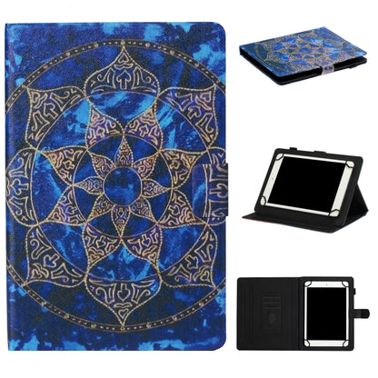 For 7 inch  Tablet PC Universal Coloured Drawing Pattern Horizontal Flip Leather Case with Holder & Card Slot(Blue Mandala) - 7 inch by buy2fix | Online Shopping UK | buy2fix