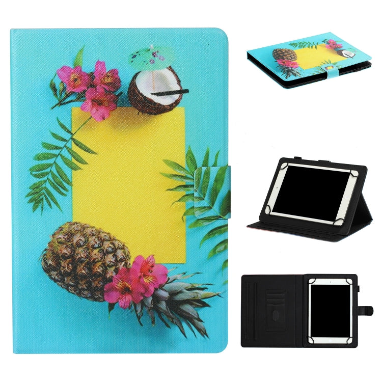 For 7 inch  Tablet PC Universal Coloured Drawing Pattern Horizontal Flip Leather Case with Holder & Card Slot(Pineapple) - 7 inch by buy2fix | Online Shopping UK | buy2fix