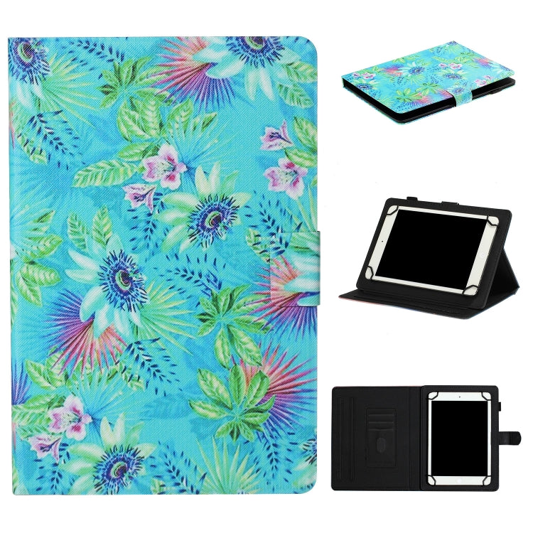 For 8 inch Tablet PC Universal Coloured Drawing Pattern Horizontal Flip Leather Case with Holder & Card Slot(Flowers) - 8 inch by buy2fix | Online Shopping UK | buy2fix