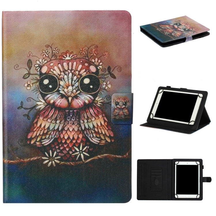 For 8 inch Tablet PC Universal Coloured Drawing Pattern Horizontal Flip Leather Case with Holder & Card Slot(Owl) - 8 inch by buy2fix | Online Shopping UK | buy2fix