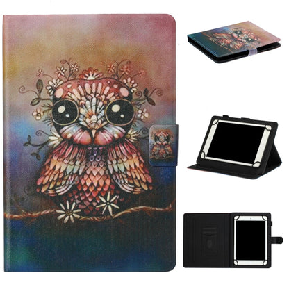 For 8 inch Tablet PC Universal Coloured Drawing Pattern Horizontal Flip Leather Case with Holder & Card Slot(Owl) - 8 inch by buy2fix | Online Shopping UK | buy2fix