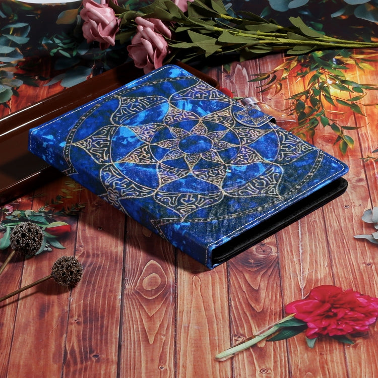 For 10 inch Tablet PC Universal Coloured Drawing Pattern Horizontal Flip Leather Case with Holder & Card Slot(Blue Mandala) - 10 - 11 inch by buy2fix | Online Shopping UK | buy2fix