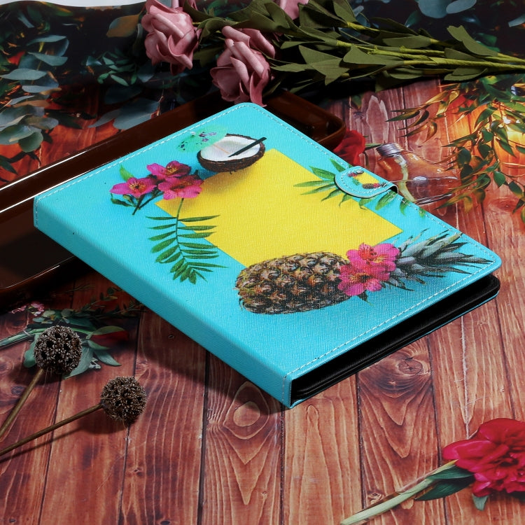 For 10 inch Tablet PC Universal Coloured Drawing Pattern Horizontal Flip Leather Case with Holder & Card Slot(Pineapple) - 10 - 11 inch by buy2fix | Online Shopping UK | buy2fix