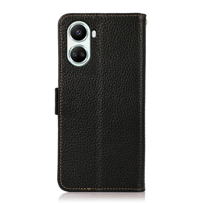 For Huawei nova 10 SE KHAZNEH Side-Magnetic Litchi Genuine Leather RFID Phone Case(Black) - Huawei Cases by buy2fix | Online Shopping UK | buy2fix