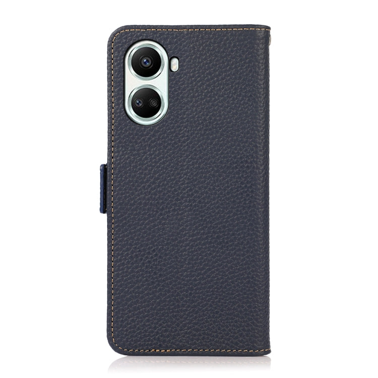 For Huawei nova 10 SE KHAZNEH Side-Magnetic Litchi Genuine Leather RFID Phone Case(Blue) - Huawei Cases by buy2fix | Online Shopping UK | buy2fix