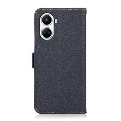 For Huawei nova 10 SE KHAZNEH Side-Magnetic Litchi Genuine Leather RFID Phone Case(Blue) - Huawei Cases by buy2fix | Online Shopping UK | buy2fix