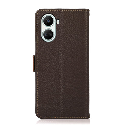 For Huawei nova 10 SE KHAZNEH Side-Magnetic Litchi Genuine Leather RFID Phone Case(Brown) - Huawei Cases by buy2fix | Online Shopping UK | buy2fix