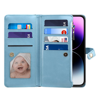 For iPhone 14 Pro Max ESEBLE Star Series Lanyard Zipper Wallet RFID Leather Case(Blue) - iPhone 14 Pro Max Cases by ESEBLE | Online Shopping UK | buy2fix