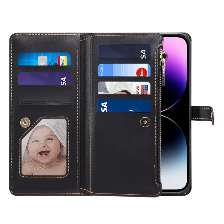 For iPhone 14 Pro ESEBLE Star Series Lanyard Zipper Wallet RFID Leather Case(Black) - iPhone 14 Pro Cases by ESEBLE | Online Shopping UK | buy2fix