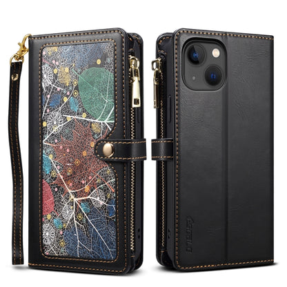For iPhone 14 Plus ESEBLE Star Series Lanyard Zipper Wallet RFID Leather Case(Black) - iPhone 14 Plus Cases by ESEBLE | Online Shopping UK | buy2fix
