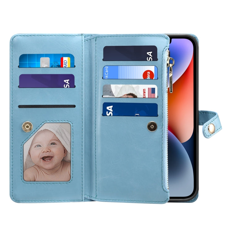 For iPhone 12 Pro Max ESEBLE Star Series Lanyard Zipper Wallet RFID Leather Case(Blue) - iPhone 12 Pro Max Cases by ESEBLE | Online Shopping UK | buy2fix