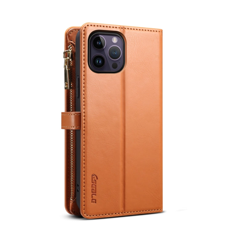 For iPhone 12 Pro ESEBLE Star Series Lanyard Zipper Wallet RFID Leather Case(Brown) - iPhone 12 / 12 Pro Cases by ESEBLE | Online Shopping UK | buy2fix