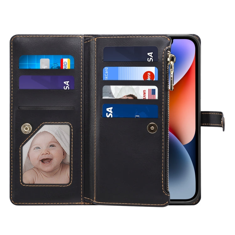 For iPhone 12 Pro ESEBLE Star Series Lanyard Zipper Wallet RFID Leather Case(Black) - iPhone 12 / 12 Pro Cases by ESEBLE | Online Shopping UK | buy2fix