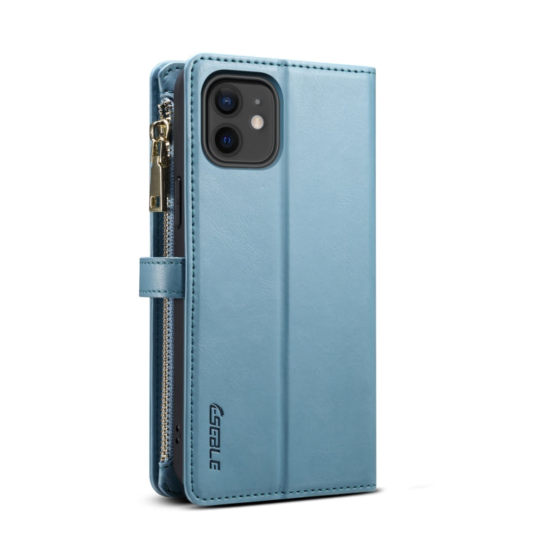For iPhone 12 ESEBLE Star Series Lanyard Zipper Wallet RFID Leather Case(Blue) - iPhone 12 / 12 Pro Cases by ESEBLE | Online Shopping UK | buy2fix