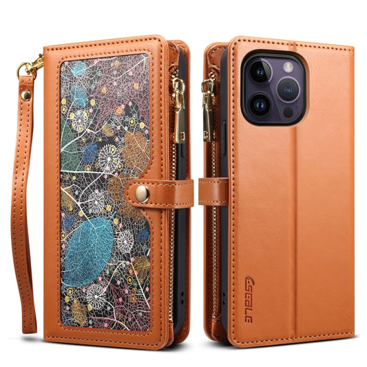 For iPhone 11 Pro Max ESEBLE Star Series Lanyard Zipper Wallet RFID Leather Case(Brown) - iPhone 11 Pro Max Cases by ESEBLE | Online Shopping UK | buy2fix