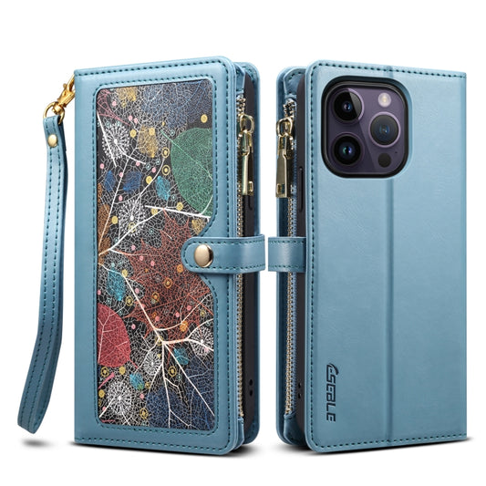 For iPhone 11 Pro Max ESEBLE Star Series Lanyard Zipper Wallet RFID Leather Case(Blue) - iPhone 11 Pro Max Cases by ESEBLE | Online Shopping UK | buy2fix