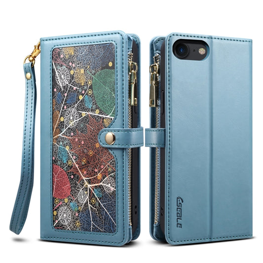 For iPhone SE 2022 / SE 2020 / 8 / 7 ESEBLE Star Series Lanyard Zipper Wallet RFID Leather Case(Blue) - iPhone SE 2022 / 2020 / 8 / 7 Cases by ESEBLE | Online Shopping UK | buy2fix
