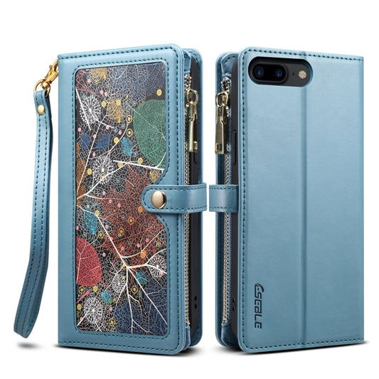 For iPhone 6s Plus / 6 Plus ESEBLE Star Series Lanyard Zipper Wallet RFID Leather Case(Blue) - More iPhone Cases by ESEBLE | Online Shopping UK | buy2fix