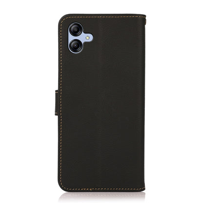 For Samsung Galaxy A04e KHAZNEH Custer Genuine Leather RFID Phone Case(Black) - Galaxy Phone Cases by buy2fix | Online Shopping UK | buy2fix