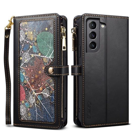 For Samsung Galaxy S21 FE 5G ESEBLE Star Series Lanyard Zipper Wallet RFID Leather Case(Black) - Galaxy Phone Cases by ESEBLE | Online Shopping UK | buy2fix