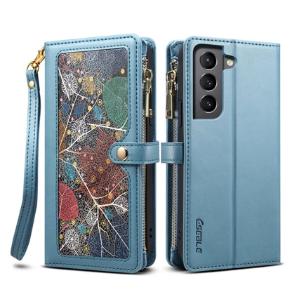 For Samsung Galaxy S21 5G ESEBLE Star Series Lanyard Zipper Wallet RFID Leather Case(Blue) - Galaxy S21 5G Cases by ESEBLE | Online Shopping UK | buy2fix