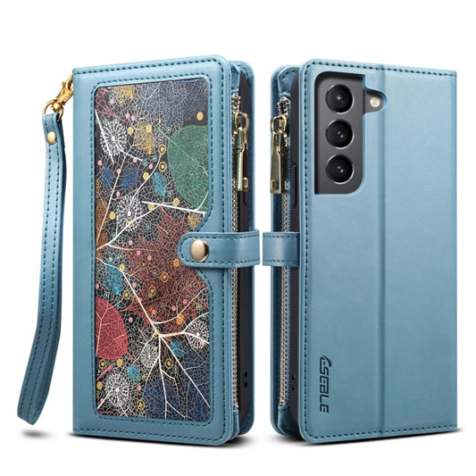 For Samsung Galaxy S21 5G ESEBLE Star Series Lanyard Zipper Wallet RFID Leather Case(Blue) - Galaxy S21 5G Cases by ESEBLE | Online Shopping UK | buy2fix