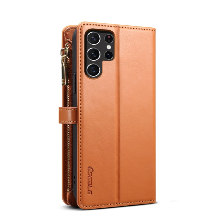 For Samsung Galaxy S22 Ultra 5G ESEBLE Star Series Lanyard Zipper Wallet RFID Leather Case(Brown) - Galaxy S22 Ultra 5G Cases by ESEBLE | Online Shopping UK | buy2fix