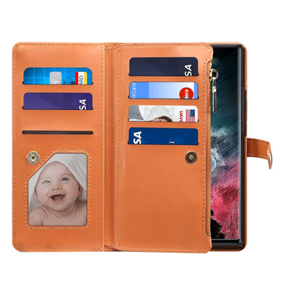 For Samsung Galaxy S22 Ultra 5G ESEBLE Star Series Lanyard Zipper Wallet RFID Leather Case(Brown) - Galaxy S22 Ultra 5G Cases by ESEBLE | Online Shopping UK | buy2fix