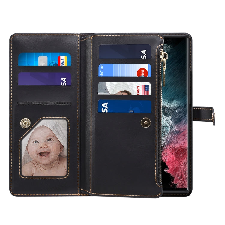 For Samsung Galaxy S22 Ultra 5G ESEBLE Star Series Lanyard Zipper Wallet RFID Leather Case(Black) - Galaxy S22 Ultra 5G Cases by ESEBLE | Online Shopping UK | buy2fix