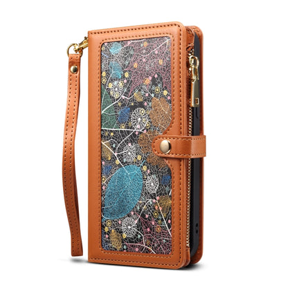 For Samsung Galaxy S22 5G ESEBLE Star Series Lanyard Zipper Wallet RFID Leather Case(Brown) - Galaxy S22 5G Cases by ESEBLE | Online Shopping UK | buy2fix