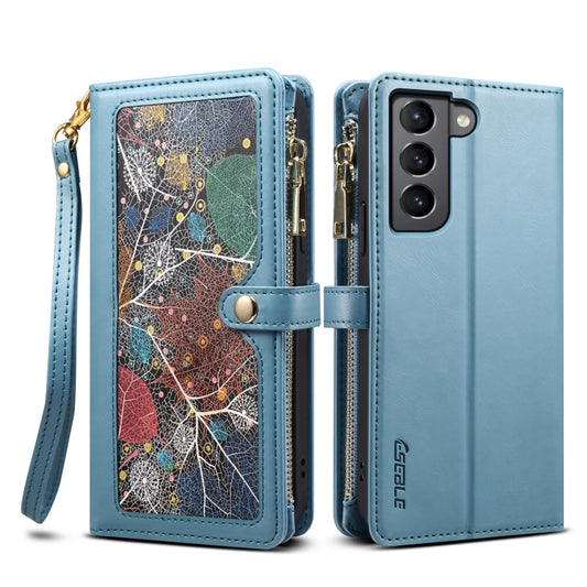For Samsung Galaxy S22 5G ESEBLE Star Series Lanyard Zipper Wallet RFID Leather Case(Blue) - Galaxy S22 5G Cases by ESEBLE | Online Shopping UK | buy2fix