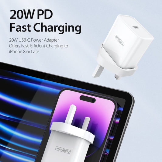 DUZZONA T3 PD 20W USB-C/Type-C Single Port Travel Charger, UK Plug(White) - USB Charger by DUZZONA | Online Shopping UK | buy2fix