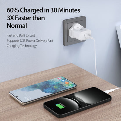 DUZZONA T3 PD 20W USB-C/Type-C Single Port Travel Charger, UK Plug(White) - USB Charger by DUZZONA | Online Shopping UK | buy2fix