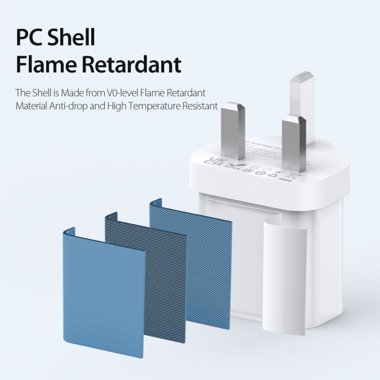 DUZZONA T3 PD 20W USB-C/Type-C Single Port Travel Charger, UK Plug(White) - USB Charger by DUZZONA | Online Shopping UK | buy2fix