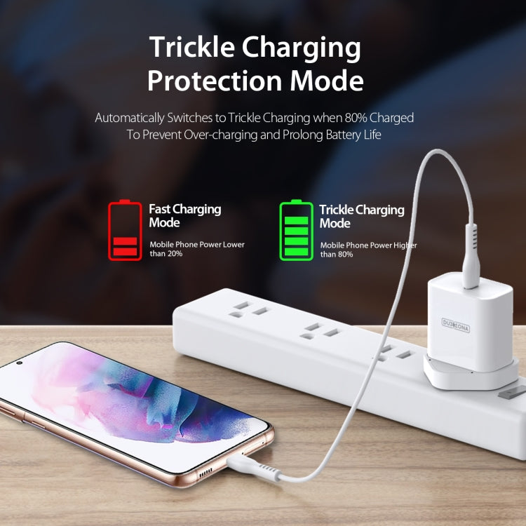 DUZZONA T3 PD 20W USB-C/Type-C Single Port Travel Charger, UK Plug(White) - USB Charger by DUZZONA | Online Shopping UK | buy2fix