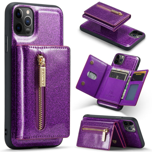 For iPhone 11 Pro Max DG.MING M3 Series Glitter Powder Card Bag Leather Case(Dark Purple) - iPhone 11 Pro Max Cases by DG.MING | Online Shopping UK | buy2fix