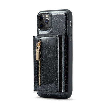 For iPhone 11 Pro DG.MING M3 Series Glitter Powder Card Bag Leather Case(Black) - iPhone 11 Pro Cases by DG.MING | Online Shopping UK | buy2fix