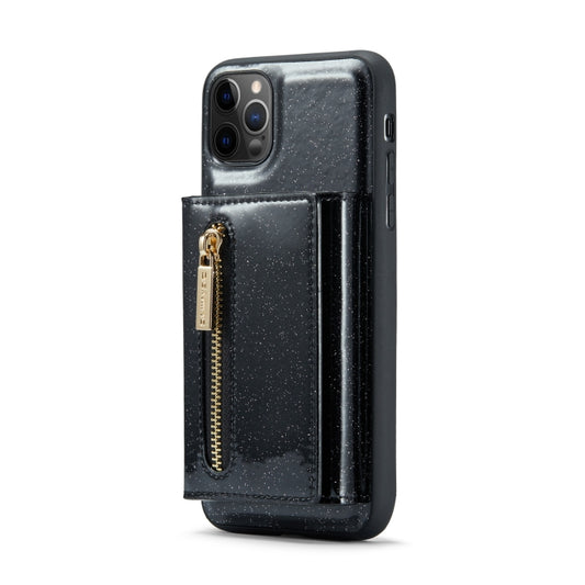 For iPhone 11 Pro DG.MING M3 Series Glitter Powder Card Bag Leather Case(Black) - iPhone 11 Pro Cases by DG.MING | Online Shopping UK | buy2fix