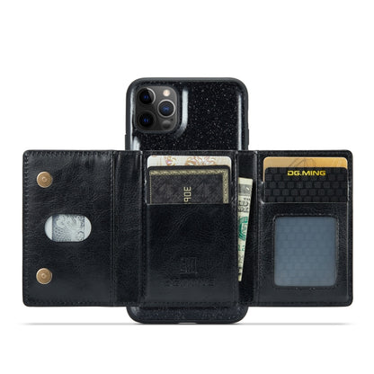 For iPhone 11 Pro DG.MING M3 Series Glitter Powder Card Bag Leather Case(Black) - iPhone 11 Pro Cases by DG.MING | Online Shopping UK | buy2fix