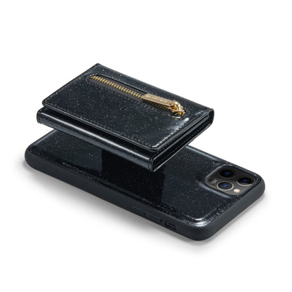 For iPhone 11 Pro DG.MING M3 Series Glitter Powder Card Bag Leather Case(Black) - iPhone 11 Pro Cases by DG.MING | Online Shopping UK | buy2fix