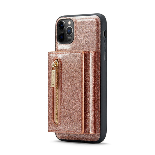 For iPhone 11 Pro DG.MING M3 Series Glitter Powder Card Bag Leather Case(Rose Gold) - iPhone 11 Pro Cases by DG.MING | Online Shopping UK | buy2fix