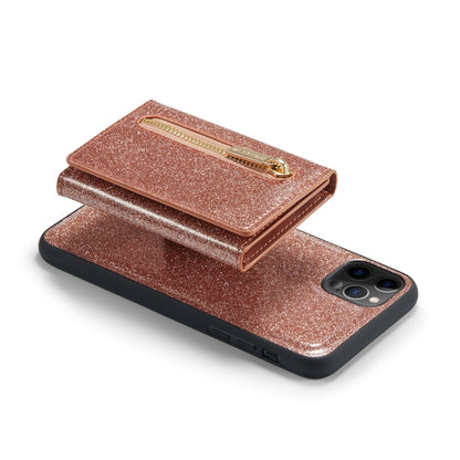 For iPhone 11 Pro DG.MING M3 Series Glitter Powder Card Bag Leather Case(Rose Gold) - iPhone 11 Pro Cases by DG.MING | Online Shopping UK | buy2fix