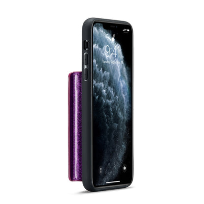 For iPhone 11 Pro DG.MING M3 Series Glitter Powder Card Bag Leather Case(Dark Purple) - iPhone 11 Pro Cases by DG.MING | Online Shopping UK | buy2fix