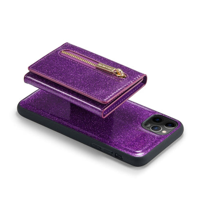 For iPhone 11 Pro DG.MING M3 Series Glitter Powder Card Bag Leather Case(Dark Purple) - iPhone 11 Pro Cases by DG.MING | Online Shopping UK | buy2fix