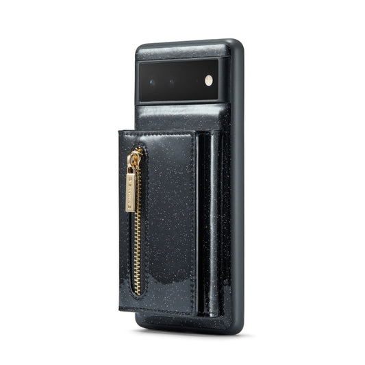 For Google Pixel 6 DG.MING M3 Series Glitter Powder Card Bag Leather Case(Black) - Google Cases by DG.MING | Online Shopping UK | buy2fix