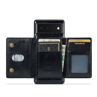 For Google Pixel 6 DG.MING M3 Series Glitter Powder Card Bag Leather Case(Black) - Google Cases by DG.MING | Online Shopping UK | buy2fix