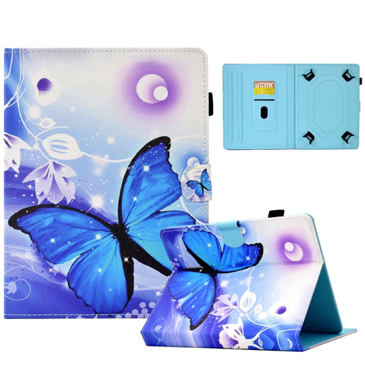 For 7 inch Tablet Electric Pressed TPU Leather Tablet Case(Blue Butterfly) - 7 inch by buy2fix | Online Shopping UK | buy2fix